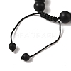 10mm Round Natural Black Onyx(Dyed & Heated) Braided Bead Bracelets BJEW-C067-01C-29-4
