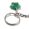 Reiki Natural Green Aventurine Moon & Star Pendant Keychains KEYC-P015-02P-03-3