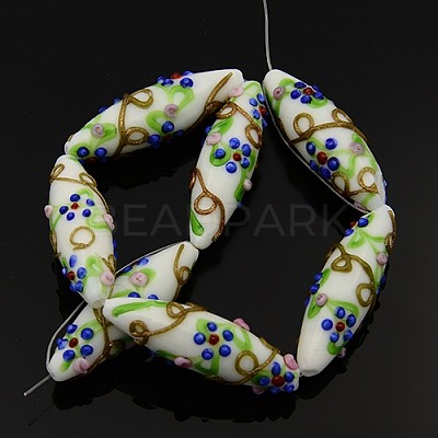 Handmade Bumpy Lampwork Rice Beads Strands LAMP-L008-M-1