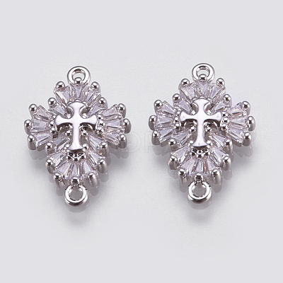 Brass Micro Pave Cubic Zirconia Links ZIRC-E144-12P-1