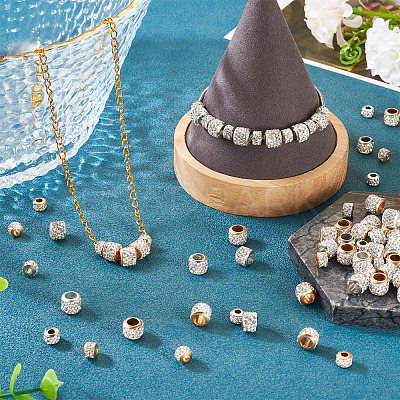 90Pcs 6 Styles Alloy Rhinestone Clay Pave Beads ALRI-TA0001-29-1