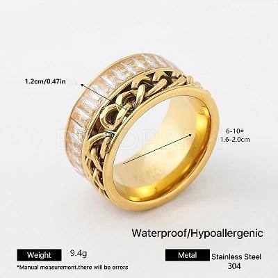 304 Stainless Steel Rhinestone Wide Band Finger Rings XC5005-24-1