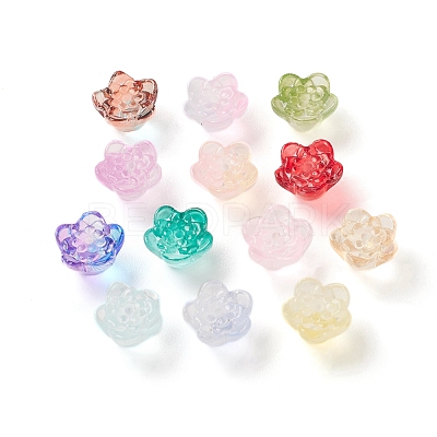 Spray Painted Transparent Glass Beads GLAA-D006-10-1
