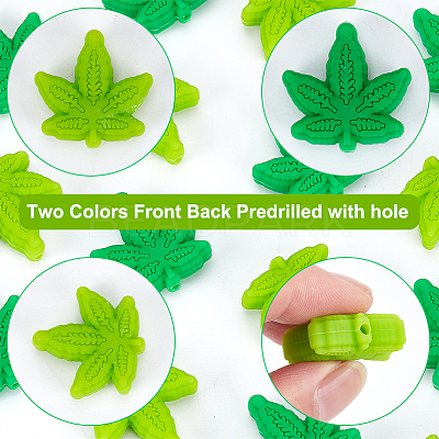 24Pcs 2 Colors Maple Leaf Silicone Focal Beads SIL-GO0001-06-1