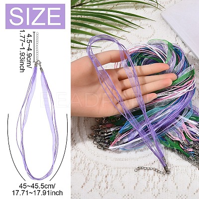 50Pcs 5 Colors Waxed Cord and Organza Ribbon Necklace Making NCOR-YW0001-02-1