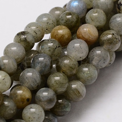 Natural Labradorite Round Beads Strands X-G-E329-8mm-48-1