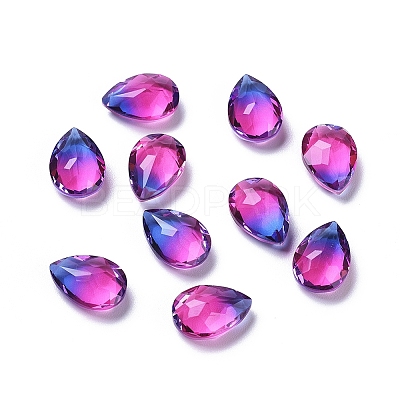 Two Tone Transparent Glass Rhinestone Cabochons EGLA-L022A-07-1