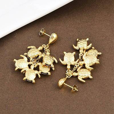 304 Stainless Steel Dangle Stud Earrings EJEW-P325-05D-G-1
