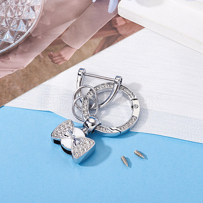 1Pc DIY Alloy Rhinestone Spring Gate Rings Keychains FIND-TA0008-54B-P-1