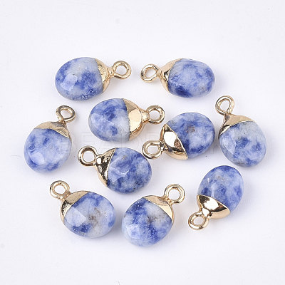 Electroplate Natural Blue Spot Stone Charms X-G-S344-09I-1