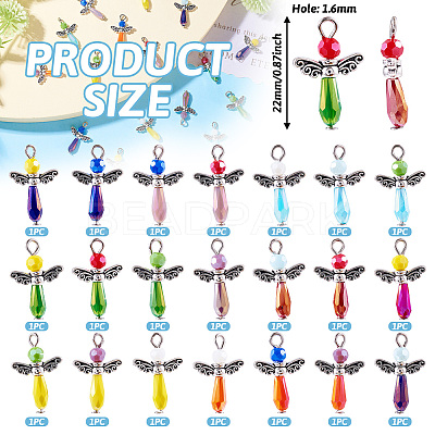 21Pcs Angel Glass Pendants PALLOY-TAC0129-1