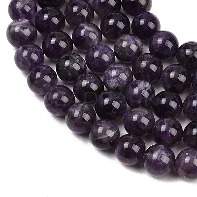 Natural Amethyst Round Bead Strands G-L170-12mm-02-1