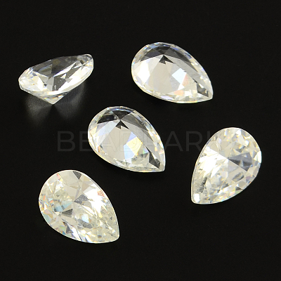 Teardrop Shaped Cubic Zirconia Pointed Back Cabochons X-ZIRC-R011-14x10-02-1