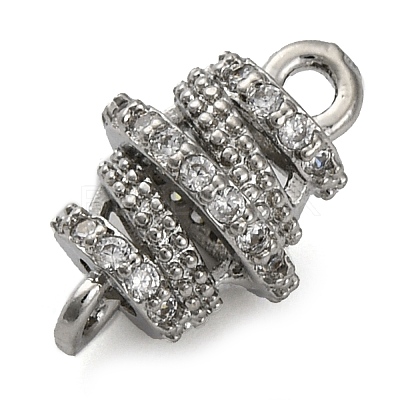 Brass Micro Pave Clear Cubic Zirconia Hollow Oval Connector Charms KK-A230-05C-P-1