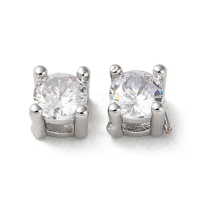 Brass Micro Pave Cubic Zirconia Slide Charms KK-F872-01P-1