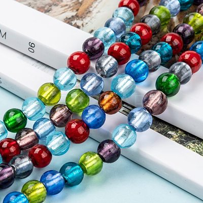 Handmade Silver Foil Glass Beads Strands X-SL02-1