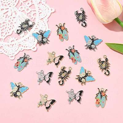 16Pcs 8 Styles Alloy Enamel Pendants ENAM-FS0003-95-1