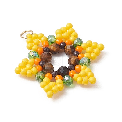 Glass Seed Beaded Pendants PALLOY-MZ01241-01-1