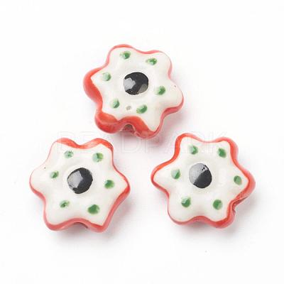 Handmade Porcelain Flower Beads Strands PORC-G006-16B-1