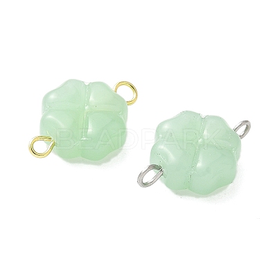 2Pcs 2 Colors Spray Painted Glass Imitation Jade Connector Charms PALLOY-JF03525-01-1
