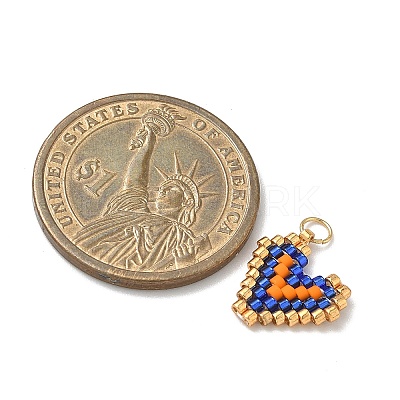 Glass Seed Beaded Heart Charms PALLOY-MZ00925-1