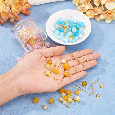 3 Sets 3 Styles DIY Lampwork Beads & Alloy Pendant & Link & Bead Caps Jewelry Findings Kits DIY-TA0011-60-1