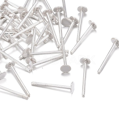 925 Sterling Silver Flat Pad  Stud Earring Findings STER-K167-045B-S-1