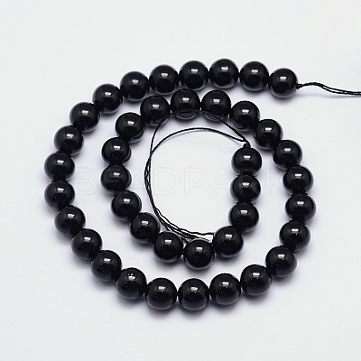 Natural Black Tourmaline Round Bead Strands G-I160-01-10mm-1