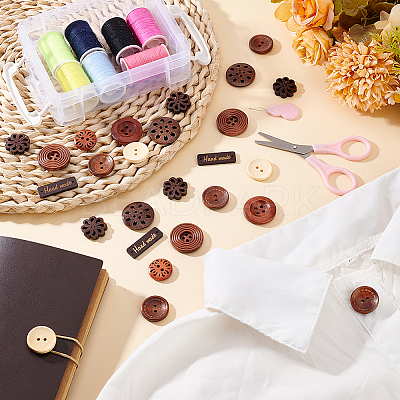 160pcs 8 style Natural Wooden Buttons BUTT-GA0001-06-1