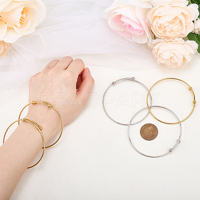 10Pcs 2 Colors Adjustable 304 Stainless Steel Wire Cuff Bangle Making MAK-BBC0001-14-1