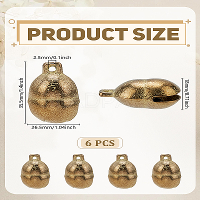 6Pcs Brass Pet Peanut Bell KEYC-LP0001-46-1
