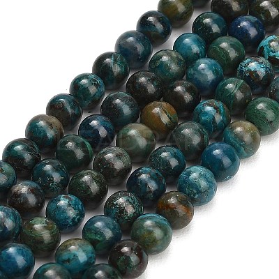 Natural Chrysocolla Beads Strands G-G475-A03-6mm-1