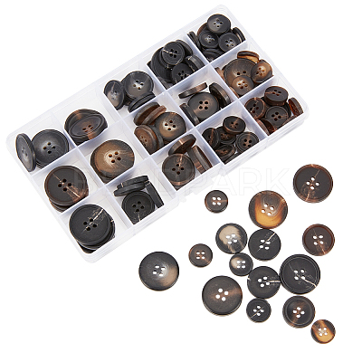 120Pcs 15 Styles Resin Buttons RESI-OC0001-62-1