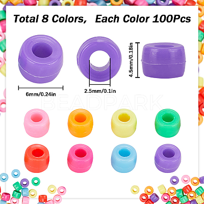 800Pcs 8 Colors Opaque Plastic Beads KY-SC0001-86-1