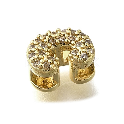 Brass Micro Pave Cubic Zirconia Letter Multi-Strand Links KK-D295-32G-03-1