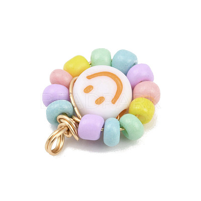 Glass Seed & Acrylic Pendants PALLOY-JF04485-1