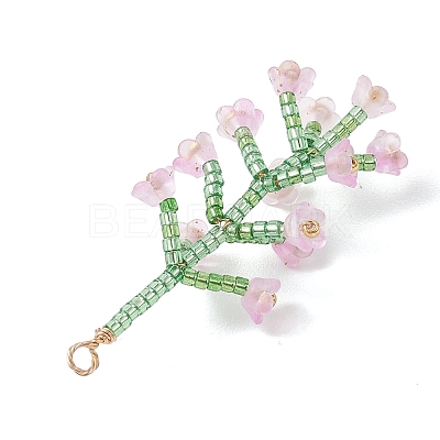 Glass Seed Beaded Flower Big Pendants PALLOY-MZ01184-03-1