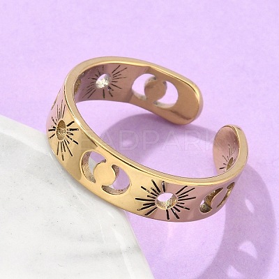 304 Stainless Steel Open Cuff Rings RJEW-K245-55G-1