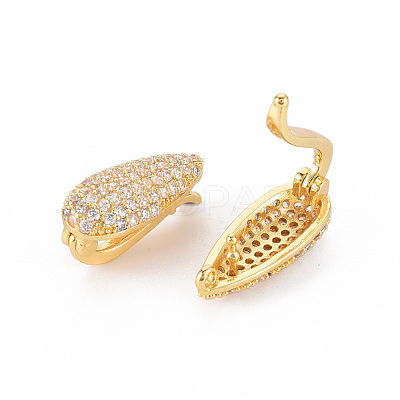 Brass Micro Pave Clear Cubic Zirconia Twister Clasps KK-S354-320-NF-1