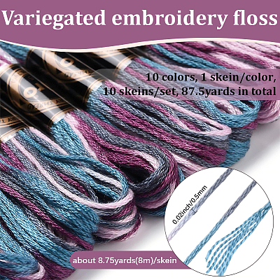 10 Skeins 6-Ply Polyester Embroidery Floss OCOR-CY0002-99C-1