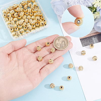 100Pcs  Brass Grooved Beads KK-BBC0028-39-1