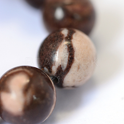 Natural Zebra Jasper Round Bead Strands X-G-E334-6mm-12-1