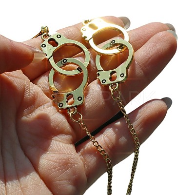 Handcuffs Alloy Curb Chain Dangle Stud Earrings FS-WG10D04-02-1