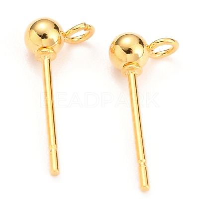 304 Stainless Steel Ball Post Stud Earring Findings STAS-Z035-02G-B-1
