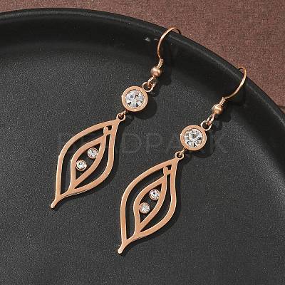 304 Stainless Steel Leaf Dangle Earrings EJEW-Z129-13RG-1