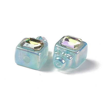 UV Plating Rainbow Iridescent Acrylic Beads PACR-M003-14-1