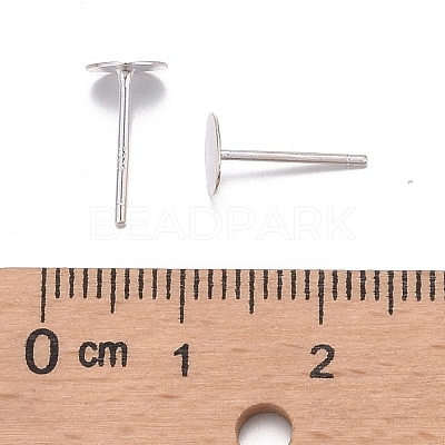 925 Sterling Silver Flat Pad  Stud Earring Findings STER-K167-045E-S-1