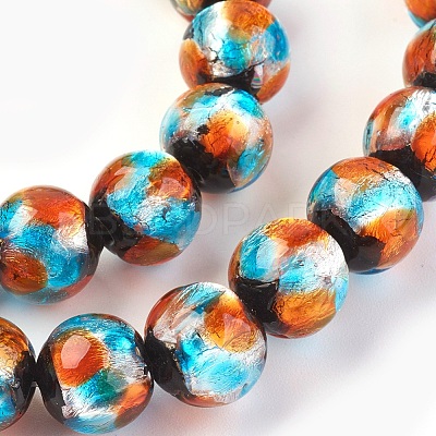 Handmade Silver Foil Glass Lampwork Beads LAMP-P051-G03-10mm-1