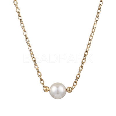 Shell Pearl Pendant Necklaces NJEW-JN05134-02-1