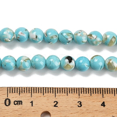 Assembled Synthetic Stone and Trochus Shell Beads Strands G-B128-08B-06-1